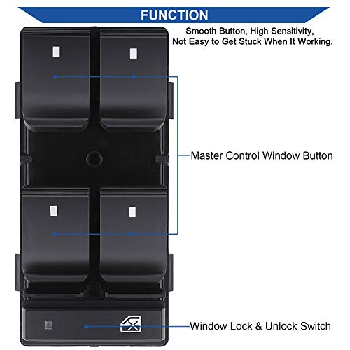 Obaee Driver Side Power Master Window Switch, Compatible with Chevy Silverado/Chevrolet Traverse/HHR/2007-2013 GMC Sierra/Yukon/Buick Enclave Replace OE 20945129 25789692 - Image 4