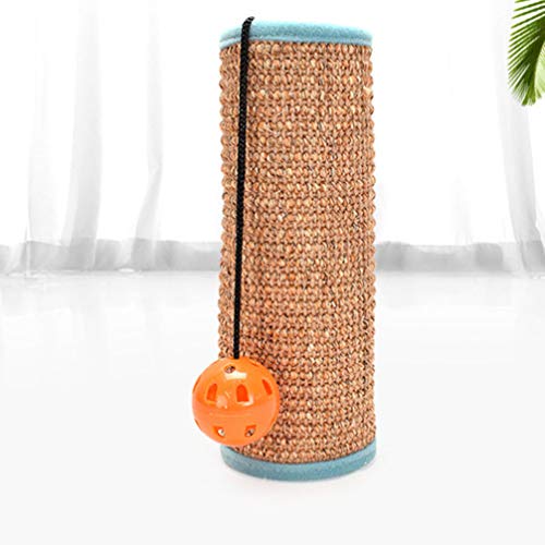 STOBOK Tapete arranhador de gato com bola de sino, garra de gato, tapete de sisal pequeno, tapete de