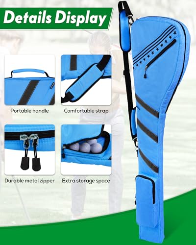 Big Teeth Golf Sunday Bag, Small Golf Bag Lightweight, Par 3 Golf Bag for A Few Clubs Driving Range, Practice with Carry Shoulder Strap Foldable Multi-Colour - image 5