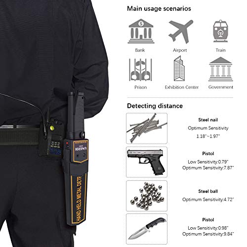UNIROI Hand Held Metal Detector Wand Security Scanner with 9V Battery,Super Scanner V Metal Detector,Adjustable Sensitivity,Lights Alarm,Sound & Vibration Modes,Include Belt Holster - Thumbnail 5