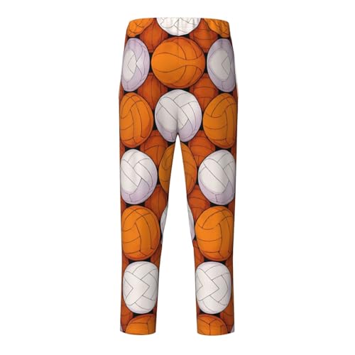 Pajama Pants Pajama Bottoms with Elastic Waistband Sleepwear Lounge Pants, Orange White Volleyball2
