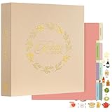 Lanpn Carpeta de Anillas para Recetas, Recetario de 3 Anillas con 8 Fundas, Recipe Journal Book Binder, Libro Recetas Cuaderno Recetas en Blanco, Recetario de Cocina para Escribir, Avena, Inglés