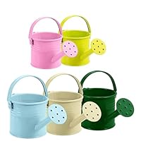 5PCS Kids Watering Can with Handles for Kids Beach Garden Metal Watering Can Children Watering Cans for Boys Girls Gardening Play,Pink, Beige,Green, Light Blue, Yellow