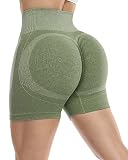 ZLLW Women Seamless Scrunch Workout Gym Shorts, Butt Lifting High Waisted Compression Fitness Shorts