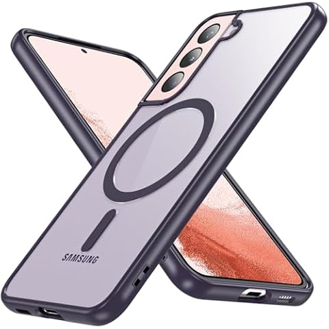 OWKEY Case for Samsung Galaxy S22 Plus,Magnetic Galaxy S22 Plus 5G Phone Case [Compatible with MagSafe] Slim Translucent Shockproof with Anti-Fingerprint Bumper Cover for Samsung S22 Plus (Purple) Cover