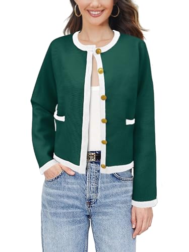 Image of SuperPrity Cardigan Sweaters for Women Long Sleeve Button Down Cropped Knit Coat Jacket with Pocket 2024 Fashion Fall Outfits