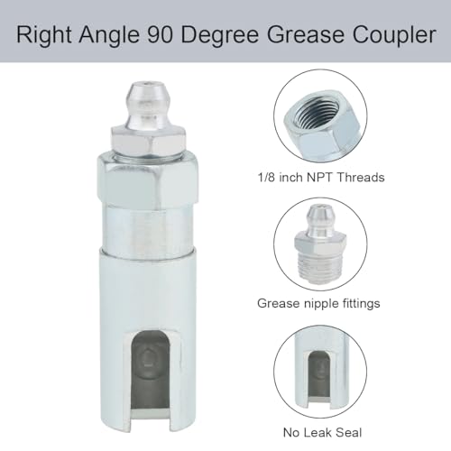 Image of 90 Degree Grease Coupler, CLAHJQX Grease Gun Adapter Connector Push on Slotted Right Angle with 1 /8 inch NPT Threads Fittings