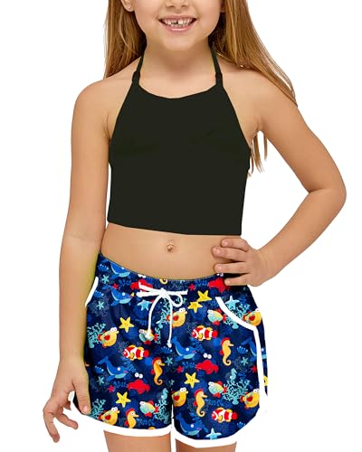 Image of Deerose Kids Hawaiian Swim Board Shorts Quick Dry Active Swim Trunk 5-14 Years