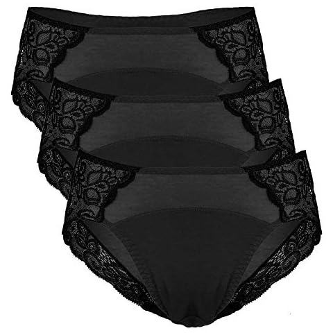 Neione Period Pants Menstrual Underwear Leakproof Women Hipster Knickers 3-Pk Black S Cover