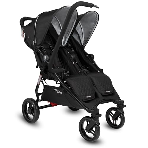 Slim Twin Stroller 2024, Double Stroller, Font Bar, Easy to Fold, Large Canopy Cover (Licorice)