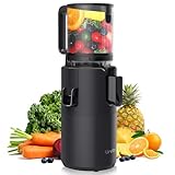 URVIBY Juicer Machines, 5.3' Large Feed Chute Cold Press Juicer with Double Press Technology, 400W Motor, High Juice Yield, Easy to Clean, Masticating Juicer for Whole Vegetables & Fruits, Black