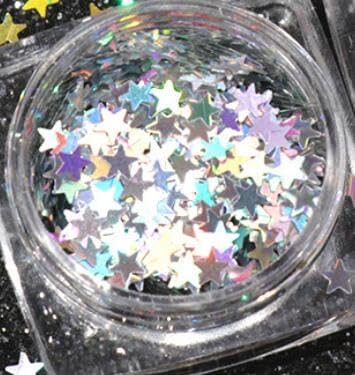 Miniatura 5 de Arte de uñas con purpurina holográfica de lentejuelas de luna dorada y plata láser 3D con purpurina metálica, estrella y luna, lentejuelas para