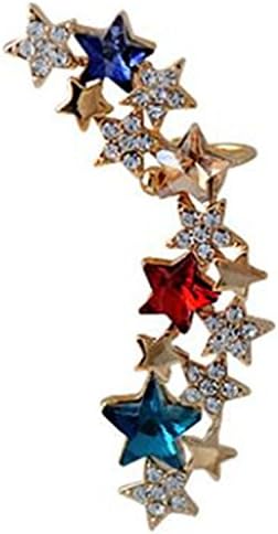 WIIPU 1pcs Punk 16K Gold Star Ear Cuff Pin Left Cartilage Clip Ear Wrap Earring(E23)