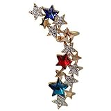 WIIPU 1pcs Punk 16K Gold Star Ear Cuff Pin Left Cartilage Clip Ear Wrap Earring(E23)