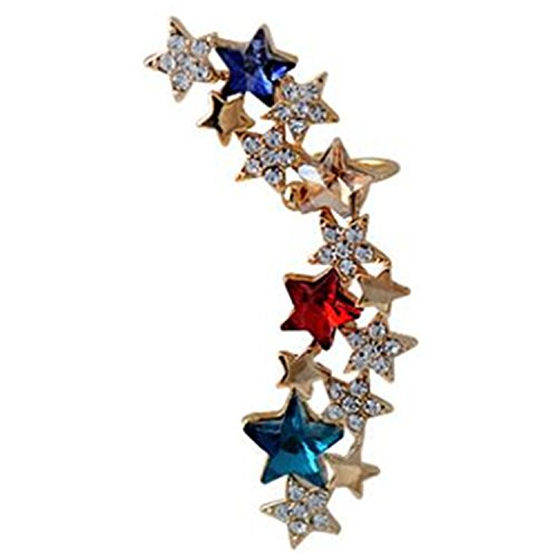 Wiipu 1Pcs Punk 16K Gold Star Ear Cuff Pin Left Cartilage Clip Ear Wrap Earring(E23) #TOP13
