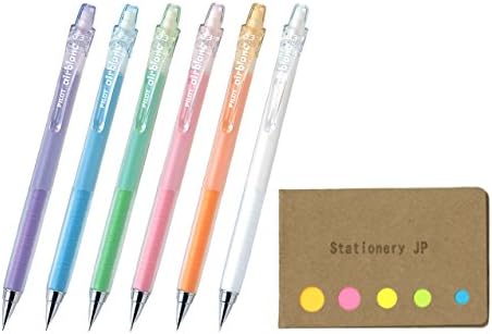 Pilot AirBlanc Mechanical Pencil 0.3mm 6 Color Body(Soft Blue/Green/Pink/Orange/White/Violet) Pens, Sticky Notes Value Set