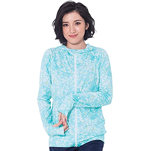 FELLOW フェロー 全38色柄 ラッシュガード パーカー レディース ラッシュパーカー 接触冷感 ラッシュ フードあり 長袖 UVカット UPF50 + フラワー LLサイズ