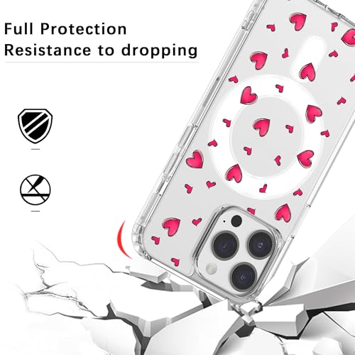 Coque magnétique iPhone 15 Pro antichoc et transparente cœur de pêche - 5