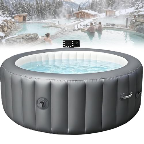 Image of Portable Inflatable Hot Tub Spa, Outdoor Bathtub Set 6-Color LED Lights