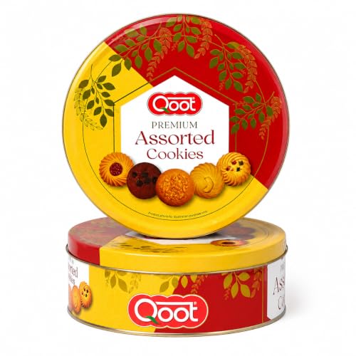 Image of Qoot Assorted Cookies 400g | Premium Cookies Biscuit Tin Box | Fresh Baked Bakery Biscuits | Mixed Cookies Collection | Gift Box for Family & Friends