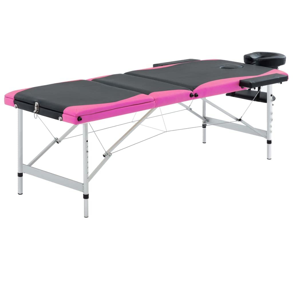 Generisch Massageliege Klappbar 3-Zonen Aluminiumgestell Schwarz und Rosa,Gesundheit & Schönheit,Körperpflege,Massage & Entspannung,Massagetische,17.1KG,110240