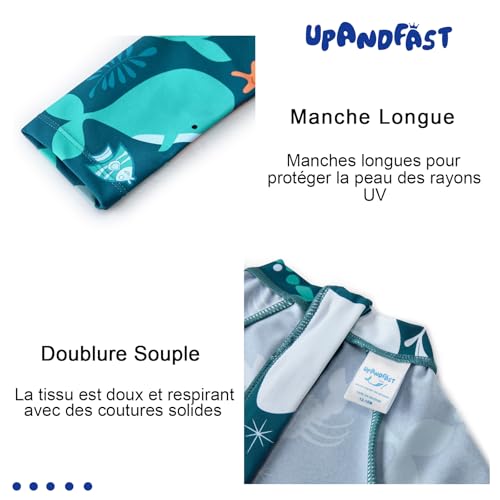 upandfast Maillots de Bain Anti-UV Enfant Qui Convient Les bébés de 3 à 36 Mois (Baleine, 3-6 Mois) – vue 5