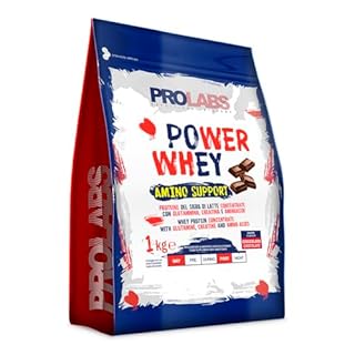 PROLABS – Proteine in Polvere POWER WHEY AMINO SUPPORT Concentrate Ricche di Aminoacidi Essenziali e BCAA - Whey Protein + Creatina, Glutammina e Vitamina B6, Crescita, Forza e Recupero 1kg Cioccolato