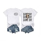 Football Shirts for Women Game Day Cute Sunday Funday Graphic Gameday Outfits Tops(White-L)