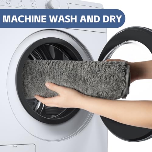 AUAUY rutschfeste WC-Vorleger, U-Waschbar WC Teppich Klovorleger mit Ausschnitt Weiche Hochflor Toiletten Vorleger, Mikrofaser Badematte - 50 x 40 cm, Grau