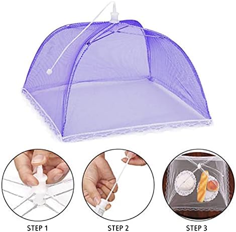 Food Covers, 17 Inch Mesh Pop Up Food Cover for Keeping Out Flies, Bugs, Mosquitos - Cake Domes for Outdoors, Screen Tents, Parties Picnics, BBQs, Reusable and Collapsible, 1Pc (Blue)