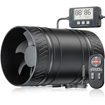 Upgraded 4-Inch Inline Duct Household Fan 6 Speed Control with Temperature and Humidity Sensor and Timer Remote Low Noise for Grow Tent System, Bathrooms, Attics, Replacement Household Furnace Fans