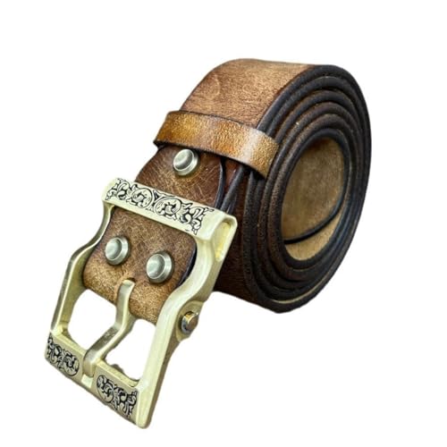 Men's Top-Grain Cowhide Leather Belt, Extra Thick 5.5mm,3.8cm, Hand-Engraved, Fashionable and Casual Gifts for Men