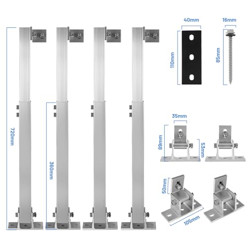 Miniatura 7 de Royouzi Soporte Para Panel Solar,1 Pares De Soporte Para Panel Solar De Suelo De Aluminio Con Ángulo Ajustable De 15 -30 , Adecuado Para Barcos, Autocaravanas, Sistemas De Techo Fuera De La Red 2