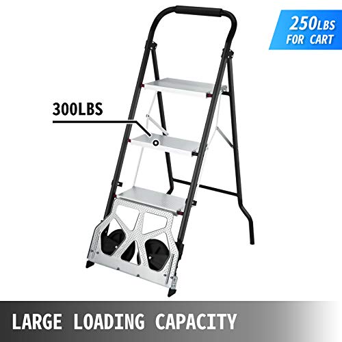 OrangeA Step Ladder Folding Cart Dolly 175LBS Hand Truck with Two Wheels (2 in 1 Ladder)