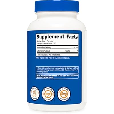 Nutricost Caffeine Pills 100mg Per Serving, 250 Capsules