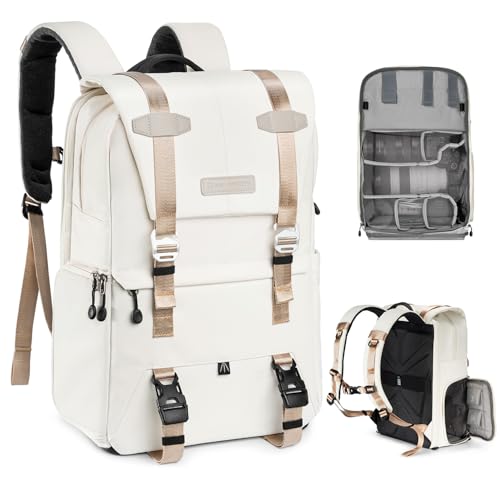 K&F CONCEPT Mochila para cámara, bolsas de cámara para fotógrafos, funda de cámara de gran capacidad con cubierta impermeable, compartimento para laptop de 15 a 15.6 pulgadas compatible con dron Canon