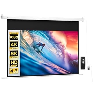 Gecheer Telo Proiettore Motorizzato, Schermo Elettrico 120 Pollici 4K HD 16:9 con Telecomando, 293x193 cm, Bianco, per Casa, Cinema, Ufficio, Esterno