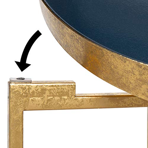 Kate and Laurel 214606 Celia Round Metal Side Table, 18.25x18.25x22, Gold/Navy Blue