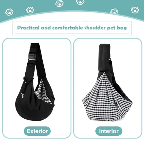 Hundetragetasche, Tragekraft bis 7.5kg, Haustier Hundetasche mit Verstellbarem, Hunde Umhängetasche Tragetasche Hund Verstellbare für Spaziergang Aktivitäten im Freien und Ausflüge (Schwarz)