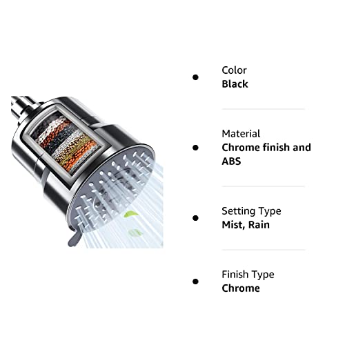 Filtered Shower Head, 5 Modes High Pressure,15 Stage Hard Water Shower Head Filter For Remove Chlorine And Harmful Substances #TOP7