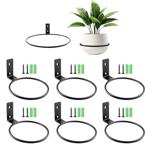 6 Piezas Estante de Maceta de Anillo, Soporte de Pared Macetas Exterior, Estante de Maceta de Anillo, Soporte, para Macetas de Metal Montado en la Pared, con Tornillos, para Jardín Balcón (4inch)