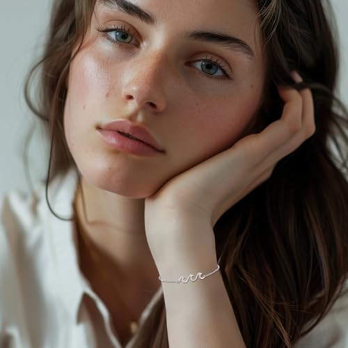 925 Sterling Silver Wave Bracelet Anklet for Women 14K White Gold Plated Adjustable Cubic Zirconia Beach Ocean Anklet Large Bracelet Hypoallergenic Wave Jewelry Gift for Festival Vacation3