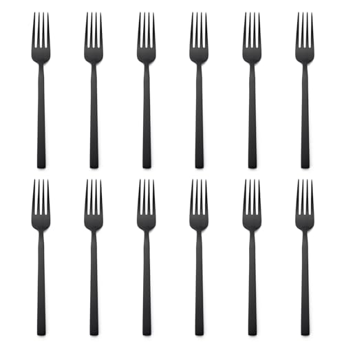 Alata Cube Black 12-Piece Forged Dinner Forks Stainless Steel, Matte