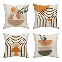 IcosaMro Set Di 4 Federe Per Cuscini 45x45 Cm In Cotone E Lino - Stile Bohémien Con Motivi Geometrici Sole E Luna - Decorazione Moderna Per Divano E Camera Da Letto - 5