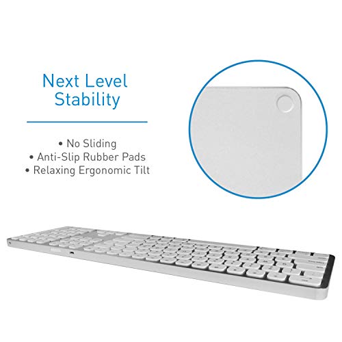 Macally Bluetooth Wireless Keyboard For Mac - Compatible Apple Keyboard Wireless For Imac Mini/Pro, Macbook Pro/Air, Ipad, Iphone - Slim Full Size Metal Frame Bluetooth Keyboard For Mac - Silver #TOP6