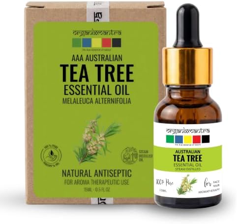 Organix Mantra Tea Tree Oil for Skin, Fuller Hair & Healthy Toenails - 100% Pure Natural & Steam Distilled Oil - 15ML