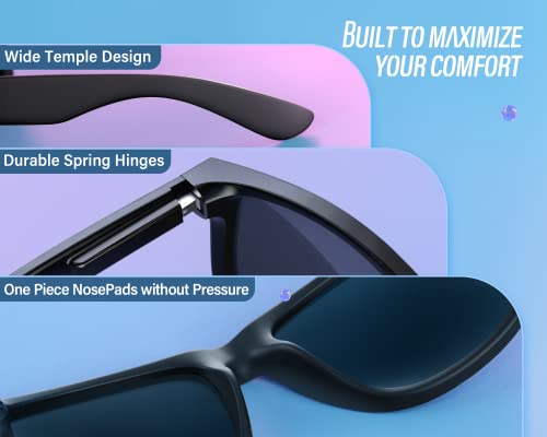 Velazzio Polarized Sunglasses For Men Women Uv400 Protection Unisex Sunglasses Ultralight Frame For Driving Cycling Golf Fishing Sailing, Black Frame Grey Lens #TOP5
