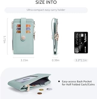 POIUGOYA Slim Wallet for Women, RFID Blocking Credit Card Holder with Coin Pocket, ID Window and Key Chain