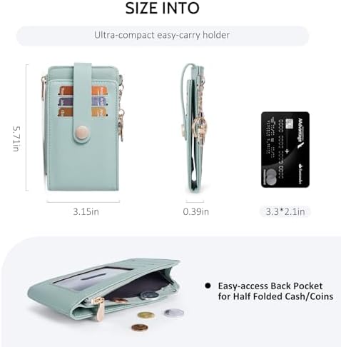 POIUGOYA Slim Wallet for Women, RFID Blocking Credit Card Holder with Coin Pocket, ID Window and Key Chain