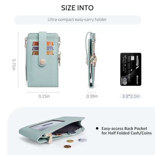 POIUGOYA Slim Wallet for Women, RFID Blocking Credit Card Holder with Coin Pocket, ID Window and Key Chain